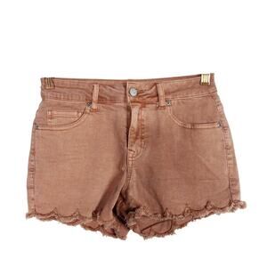 New Francescas Harper Heritage Blush Pink Scallop Edge Jean Shorts 25 Stretch